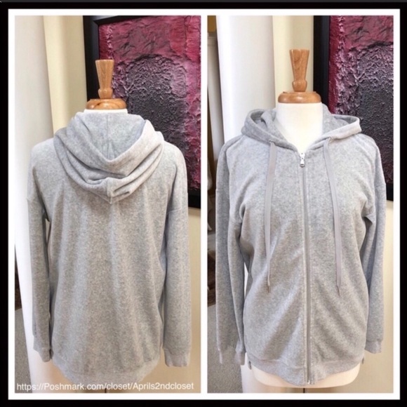 LUXE VELVET KNIT HOODIE ZIP UP HOODED JACKET A2C - Picture 3 of 8